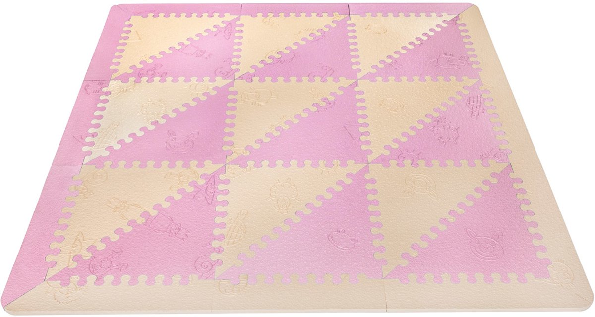 Tapijt puzzel speelmat voor kinderen en babies|Tapijt puzzel baby mat|Speeltapijt|Speelkled|Speelmat|Puzzlemat|161 x 161 cm|15mmCE-certificaat en anti-toxische controles-Roze/Beige